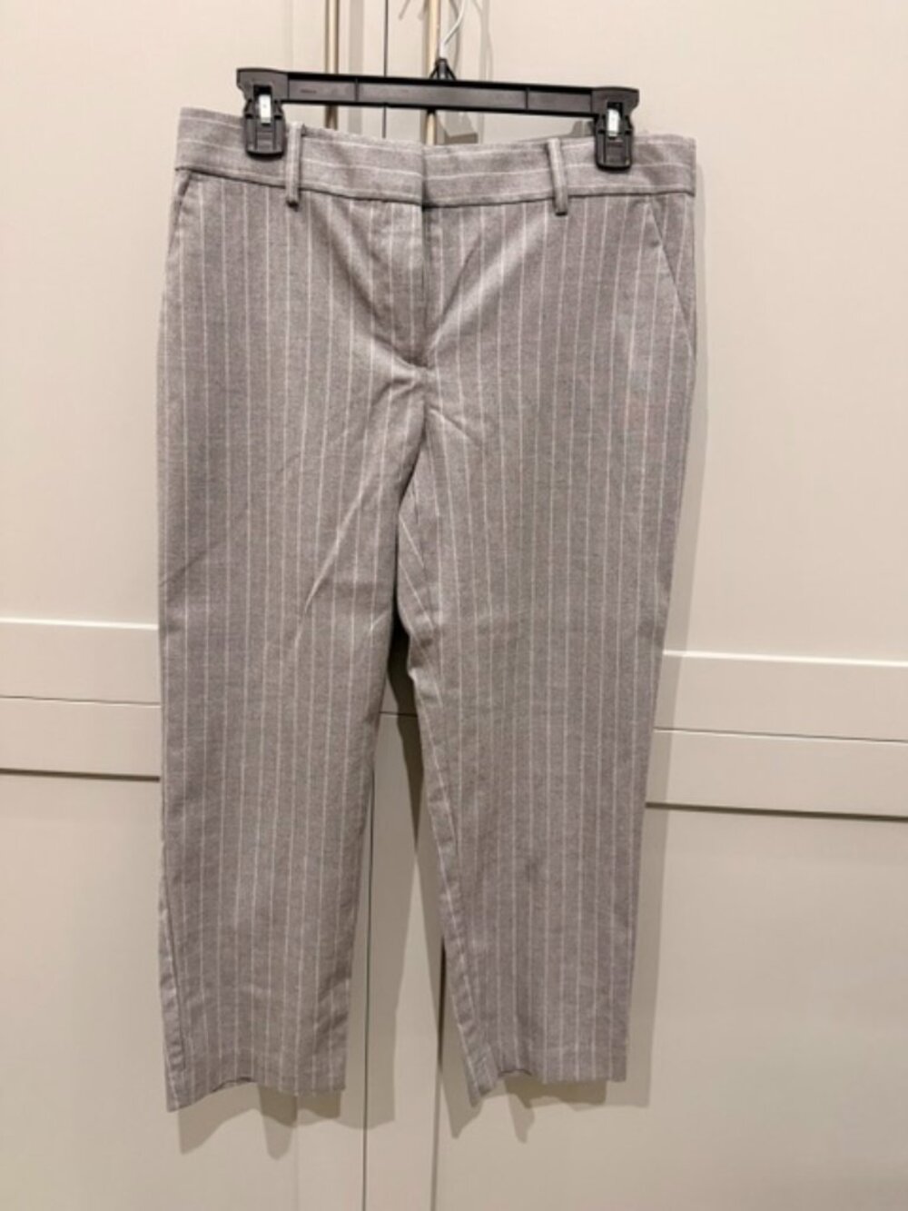 Grey pinstripe ankle pants from LOFT